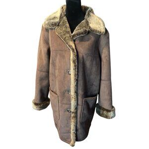 Vintage Gallery Faux Fur Lined Coat Pockets Penny Lane Boho Cozy Western